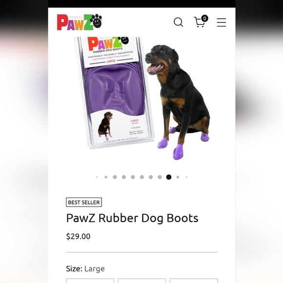 PawZ Rubber Dog Boots, size large 3-4", 28  boots Black & Purple - Picture 8 of 14